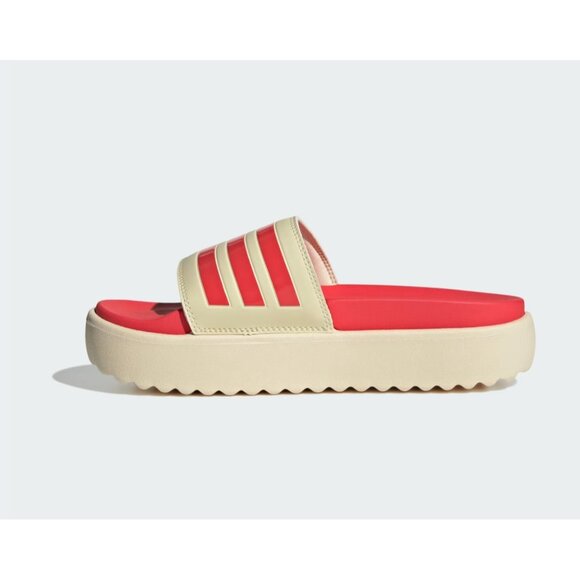 New! Size: 8 Women Adidas Adilette Platform Slides Vanilla Semi Lucid Red JP5676 - Picture 10 of 16